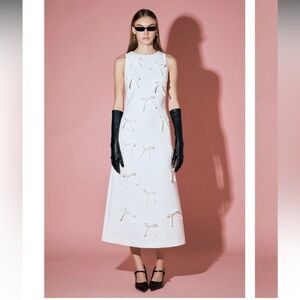 NWT White Bows Midi Dress